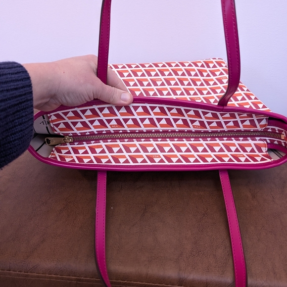 Ralph Lauren Pink Multi Color Romilly Tile II Classic Tote Shoulder Bag - Picture 4 of 7